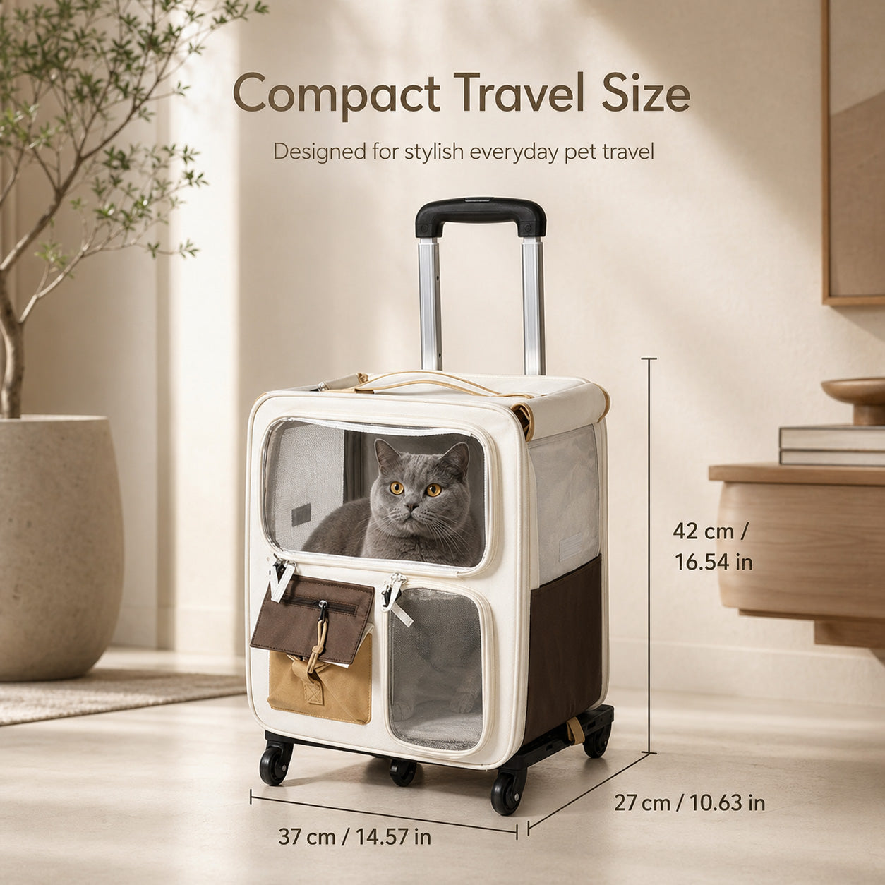 Square Rolling Pet Carrier Backpack