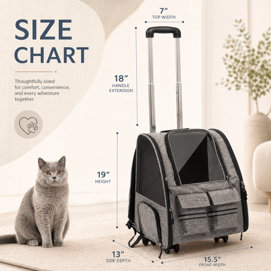 2-in-1 Trolley Pet Carrier with Wheels