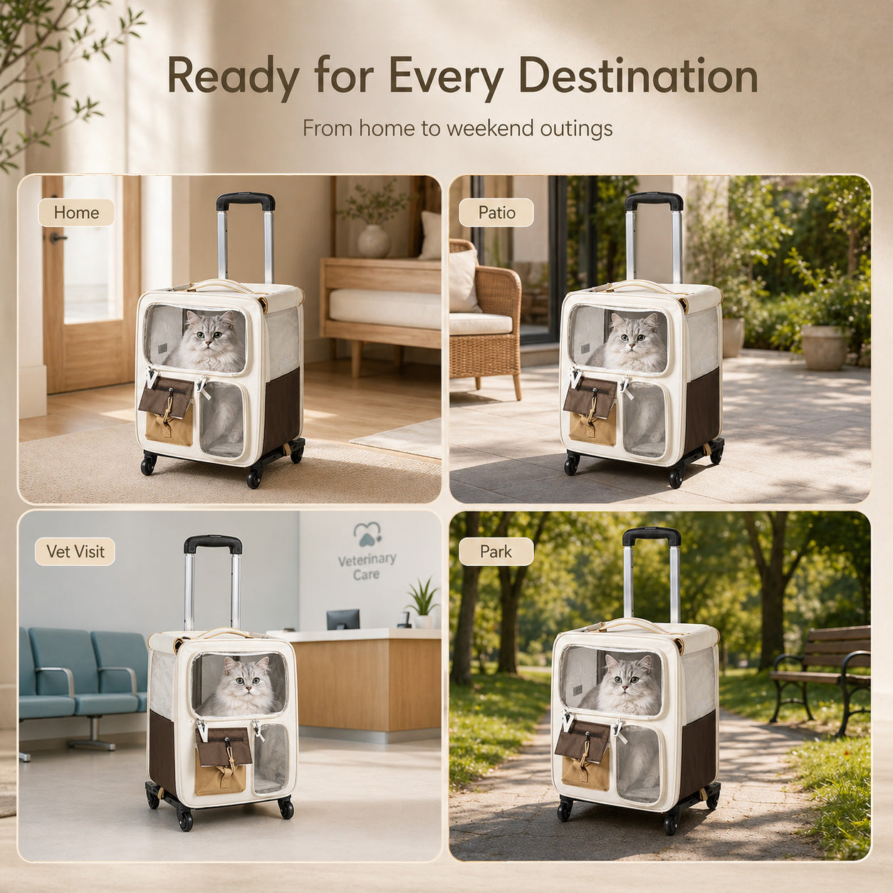Square Rolling Pet Carrier Backpack