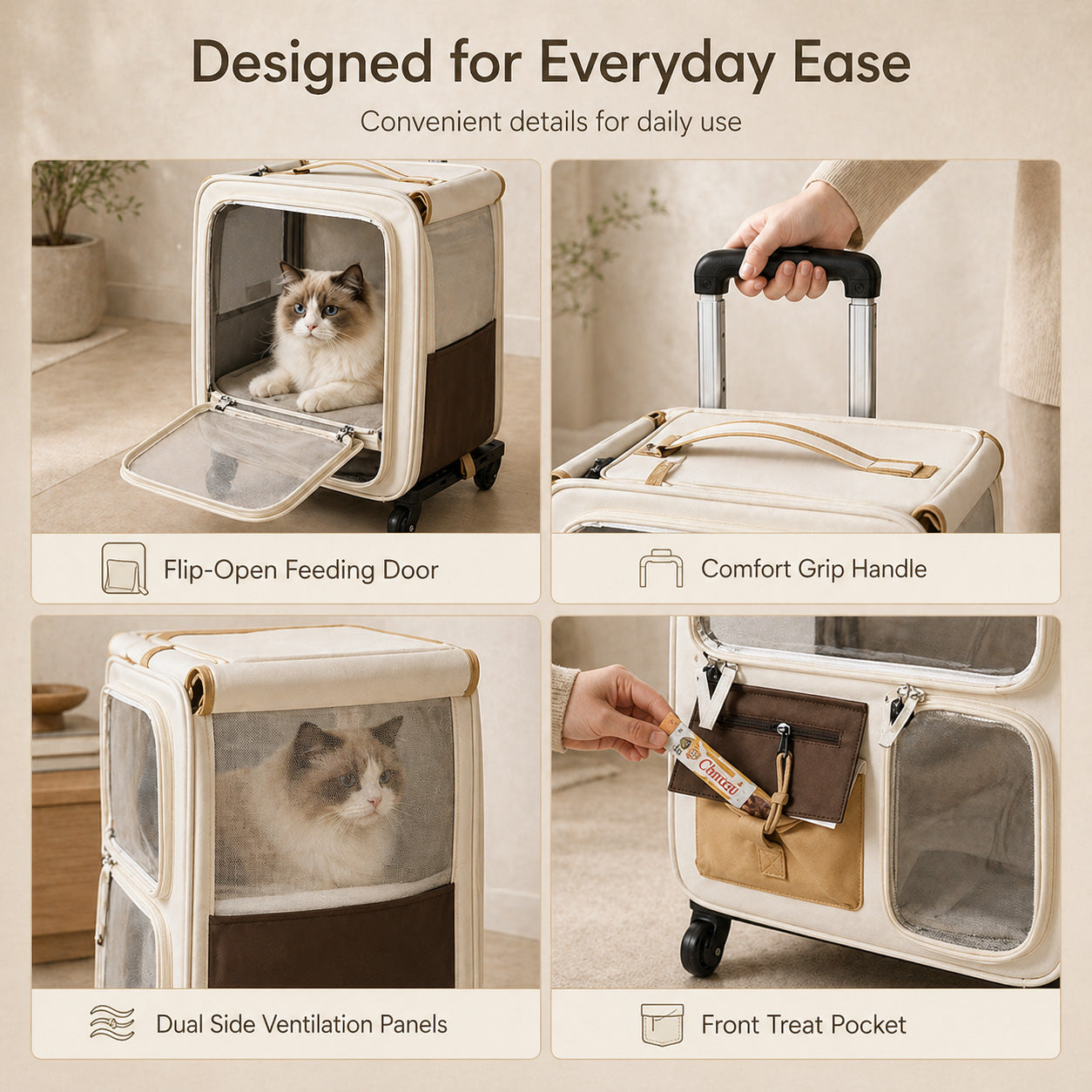 Square Rolling Pet Carrier Backpack