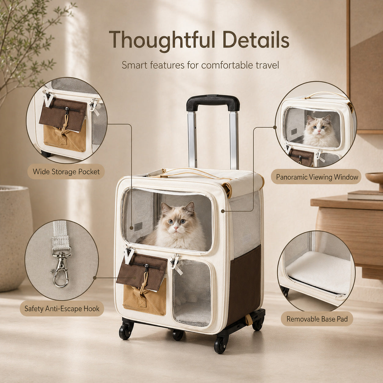 Square Rolling Pet Carrier Backpack