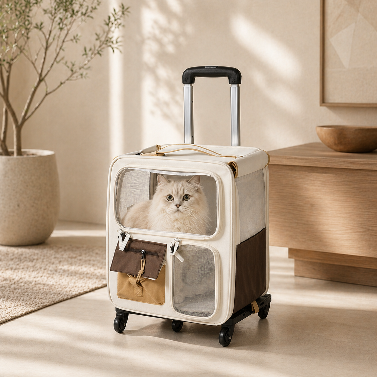 Square Rolling Pet Carrier Backpack