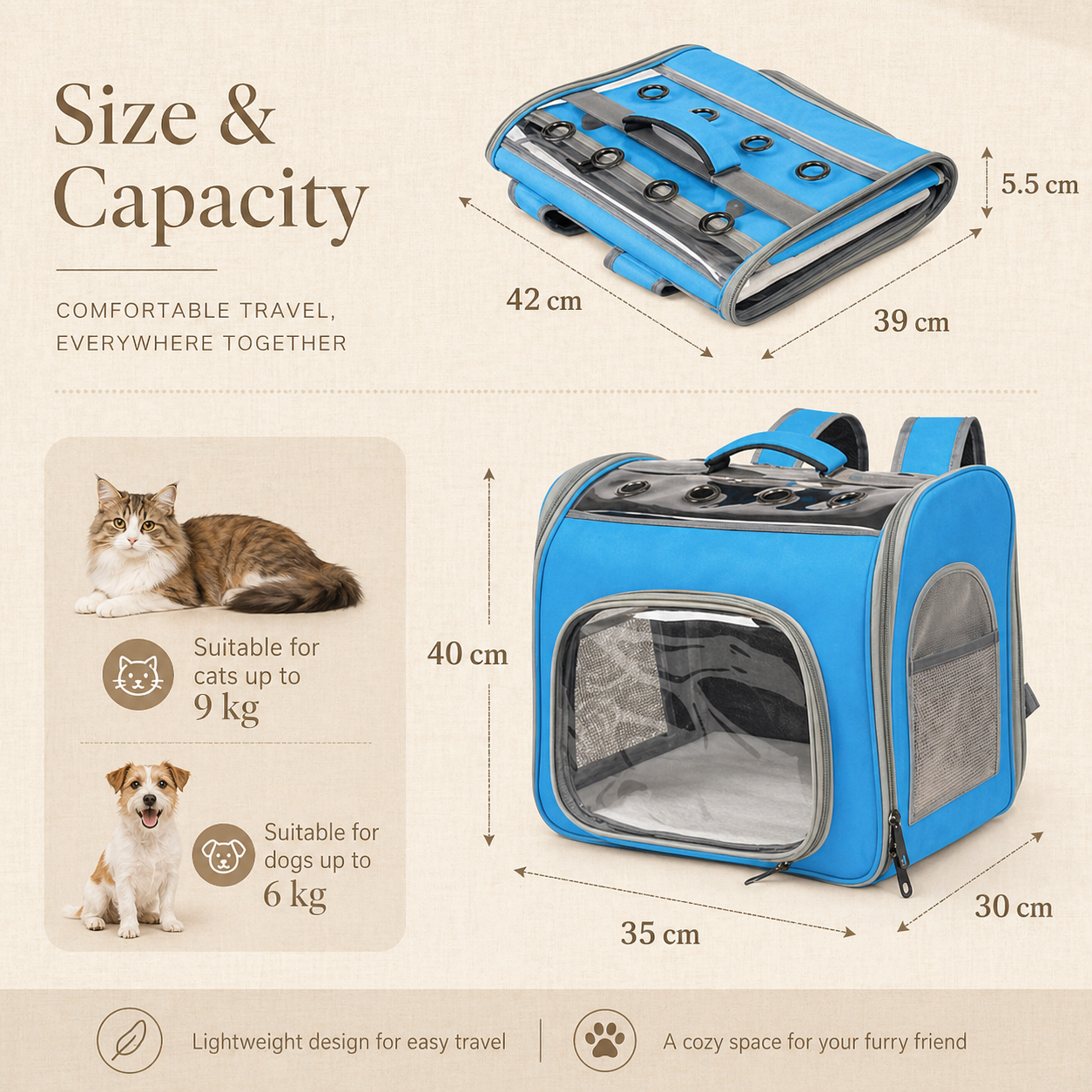 Breathable Square Pet Carrier Backpack