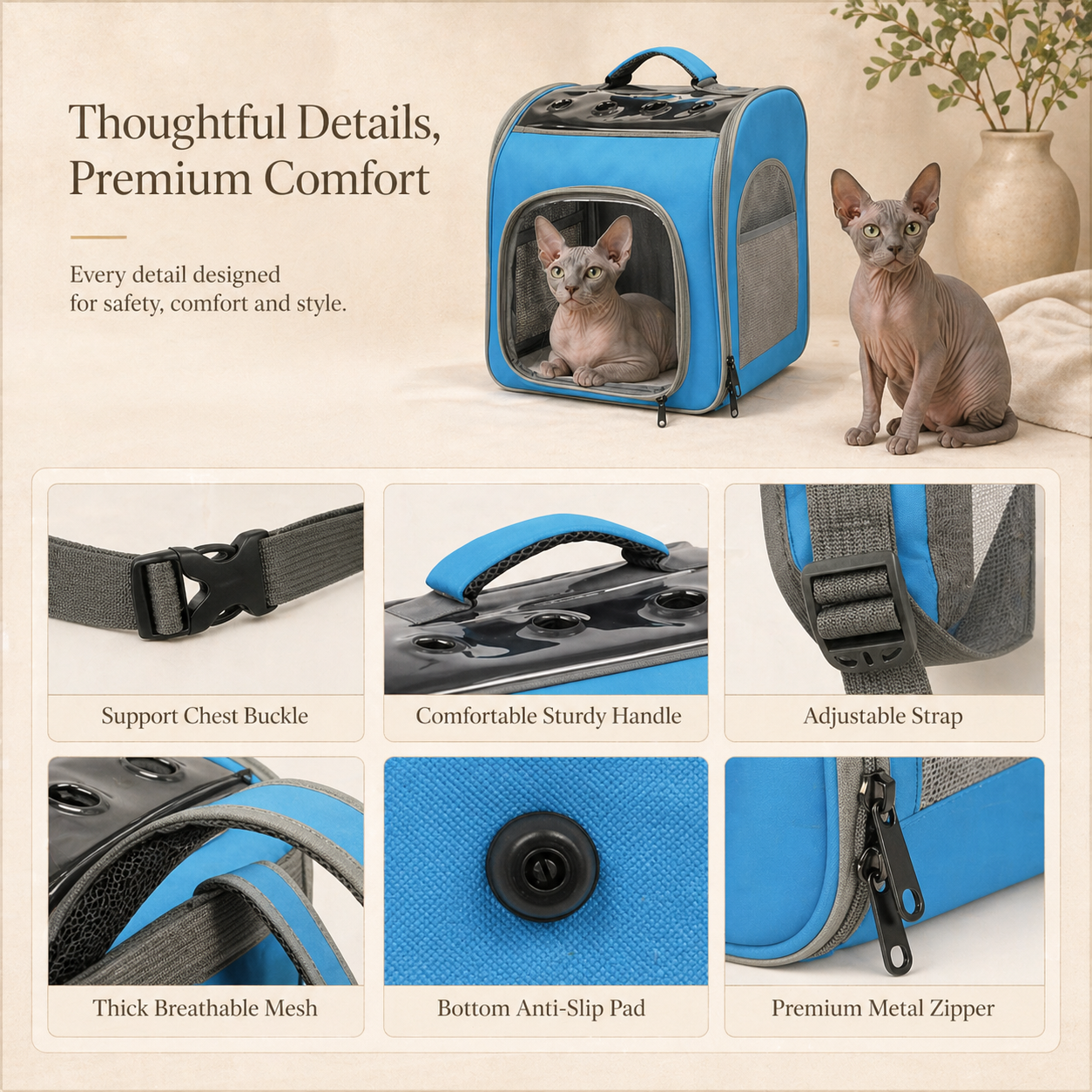 Breathable Square Pet Carrier Backpack