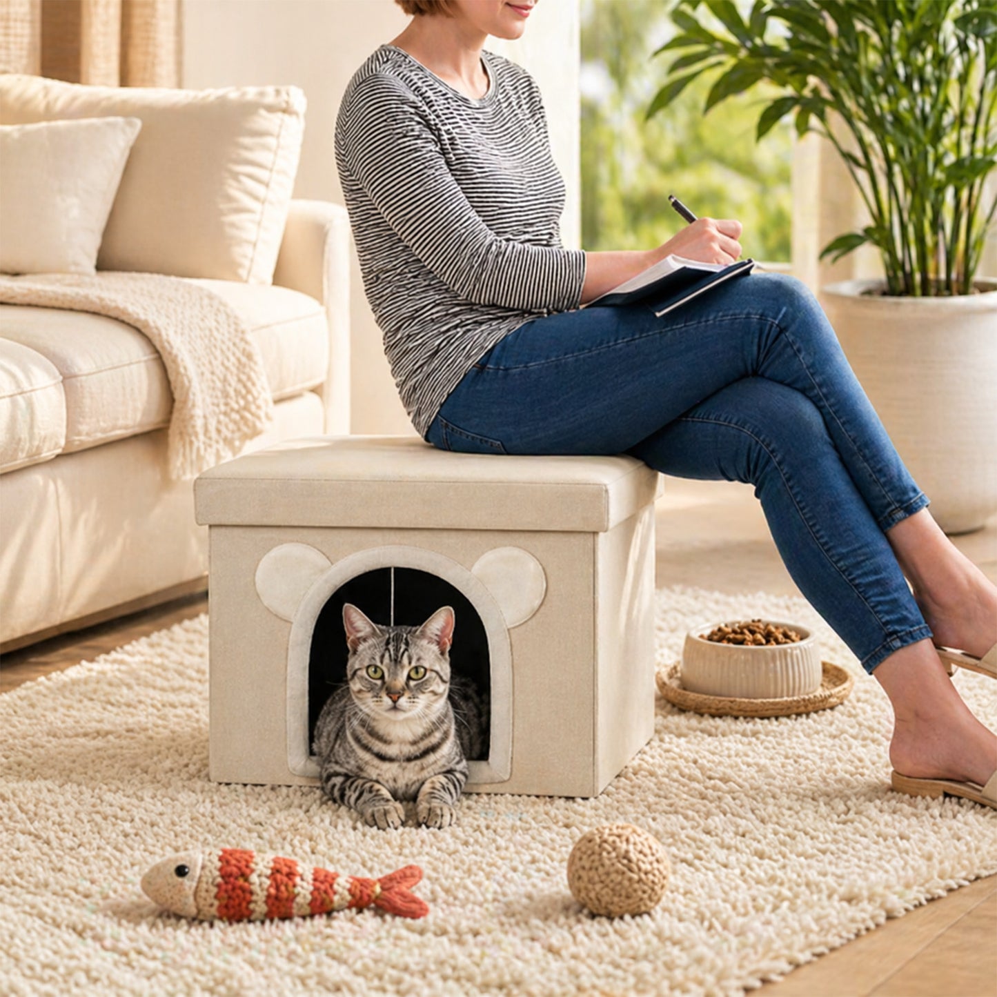 Covered Cube Cat House with Lid