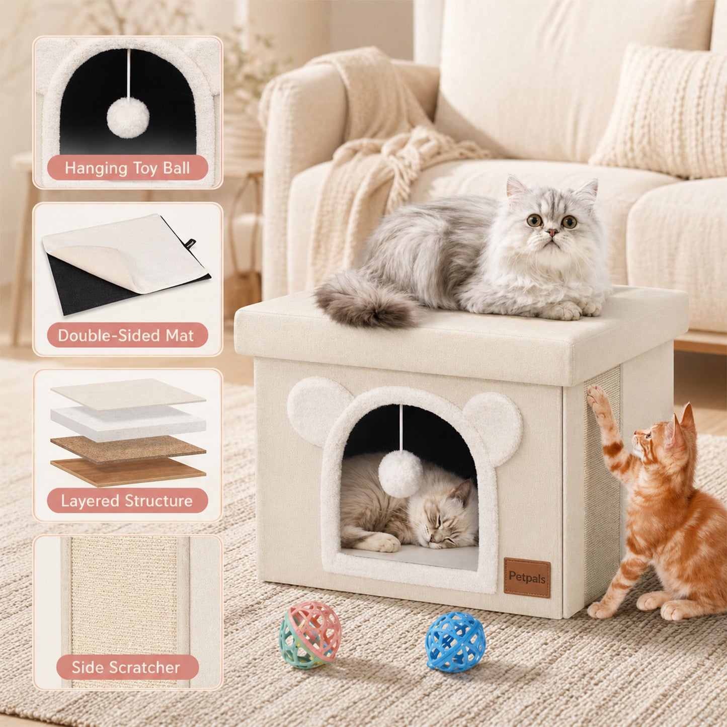 Covered Cube Cat House with Lid