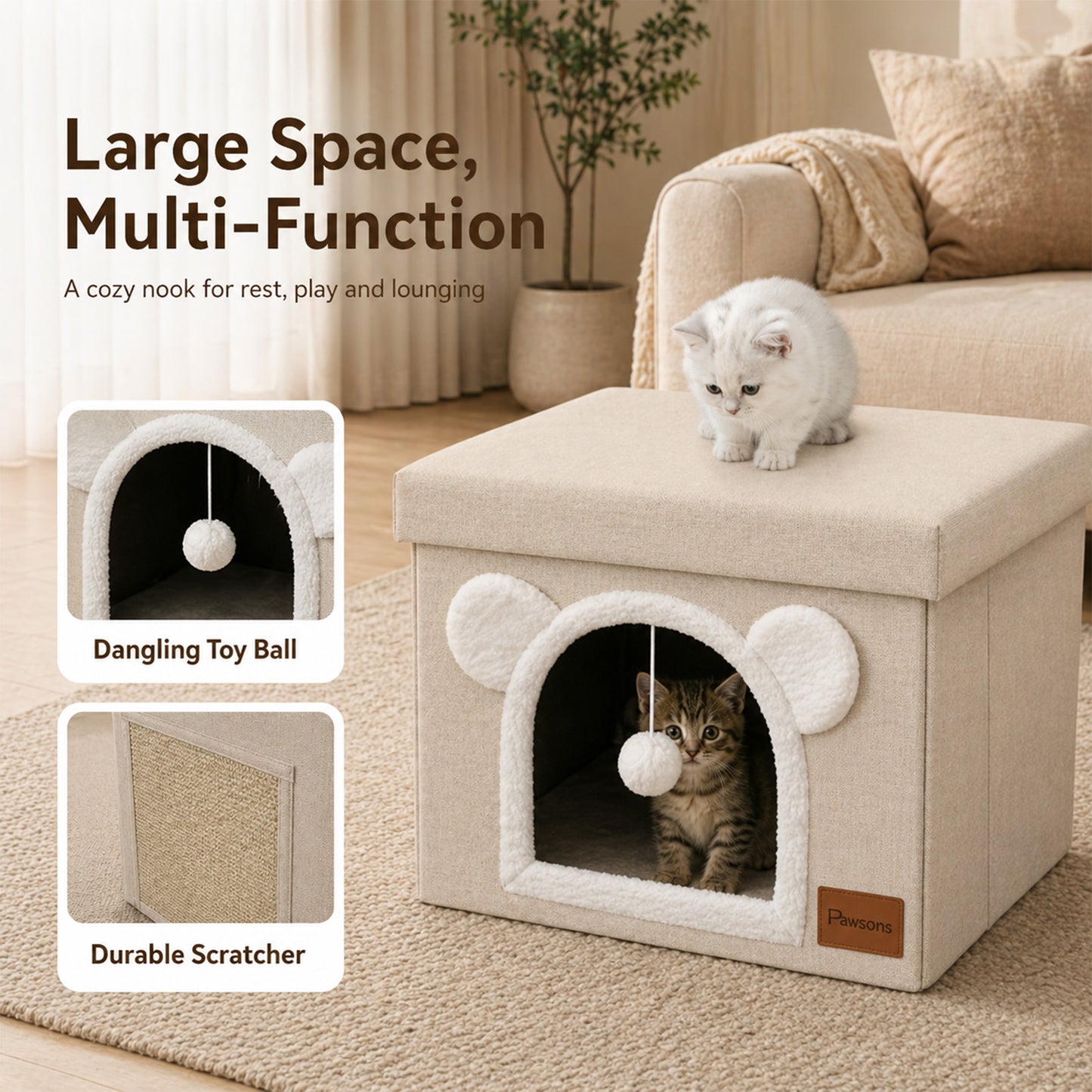 Covered Cube Cat House with Lid