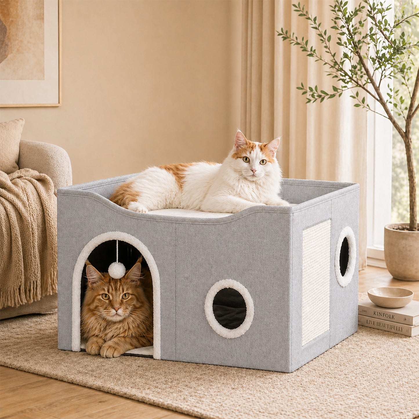 Foldaway Cat House with Scratch Pad