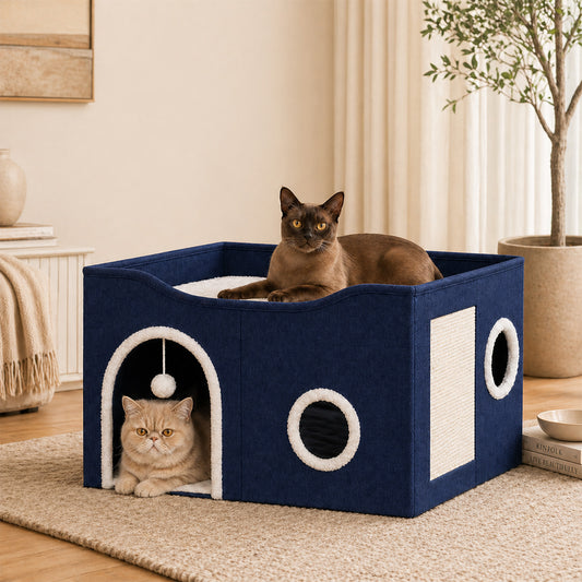 Foldaway Cat House with Scratch Pad