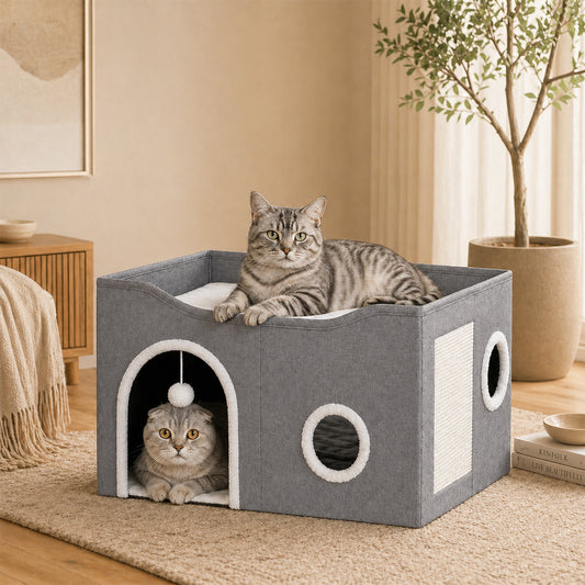 Foldaway Cat House with Scratch Pad