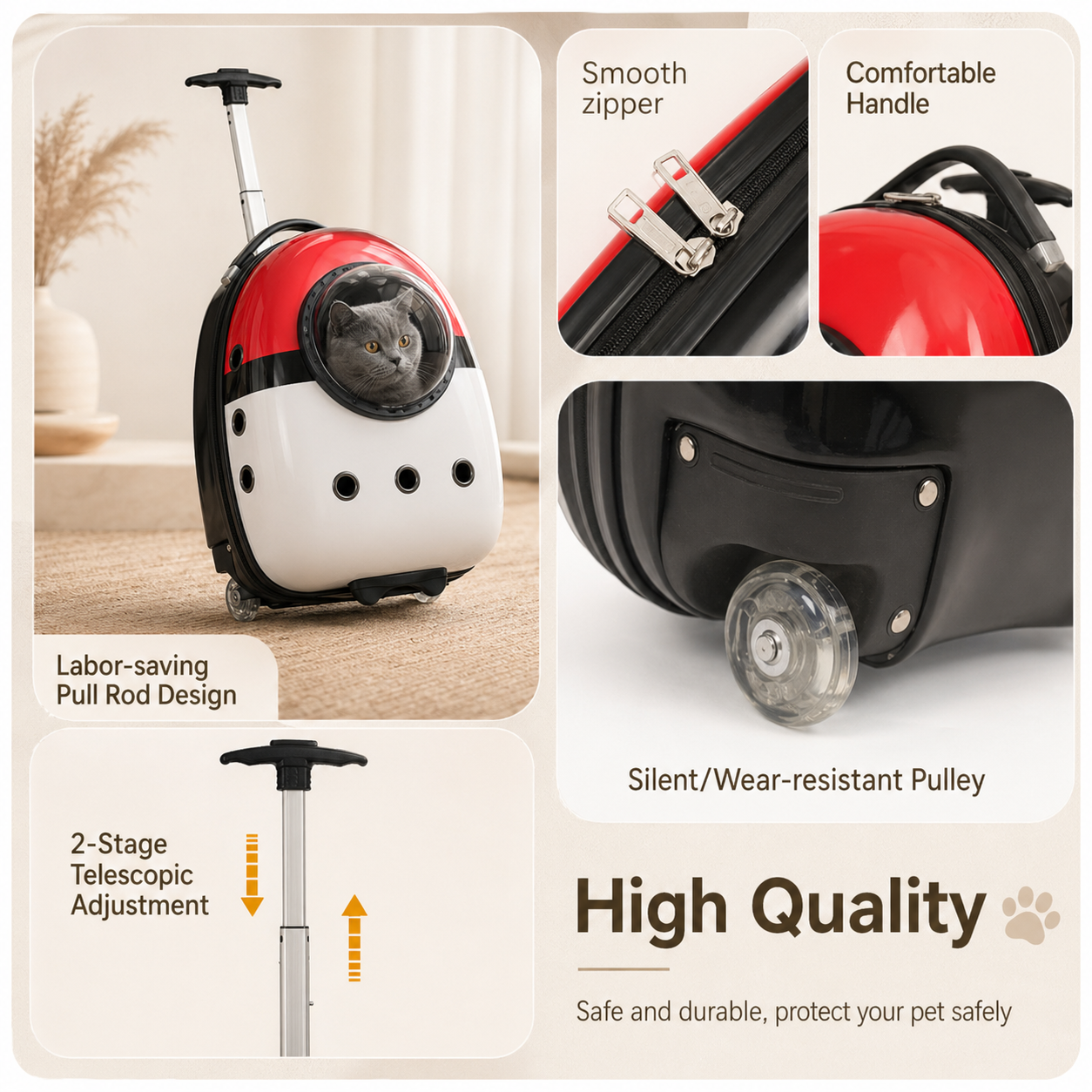 Animal Pattern Rolling Pet Carrier